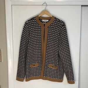 Kasper Black and Brown Cardigan Sweater XL
